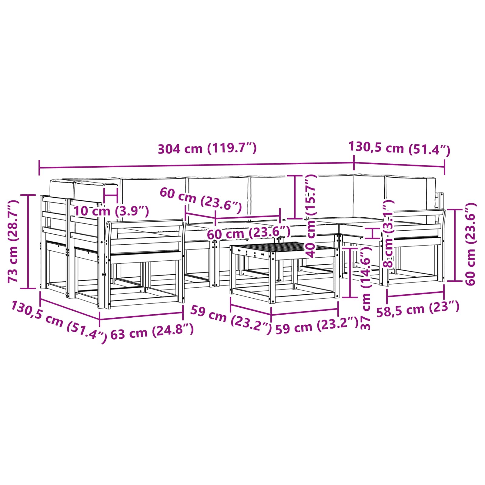Set vanjskih sofa s jastukom 8 pcs Prirodna i bež