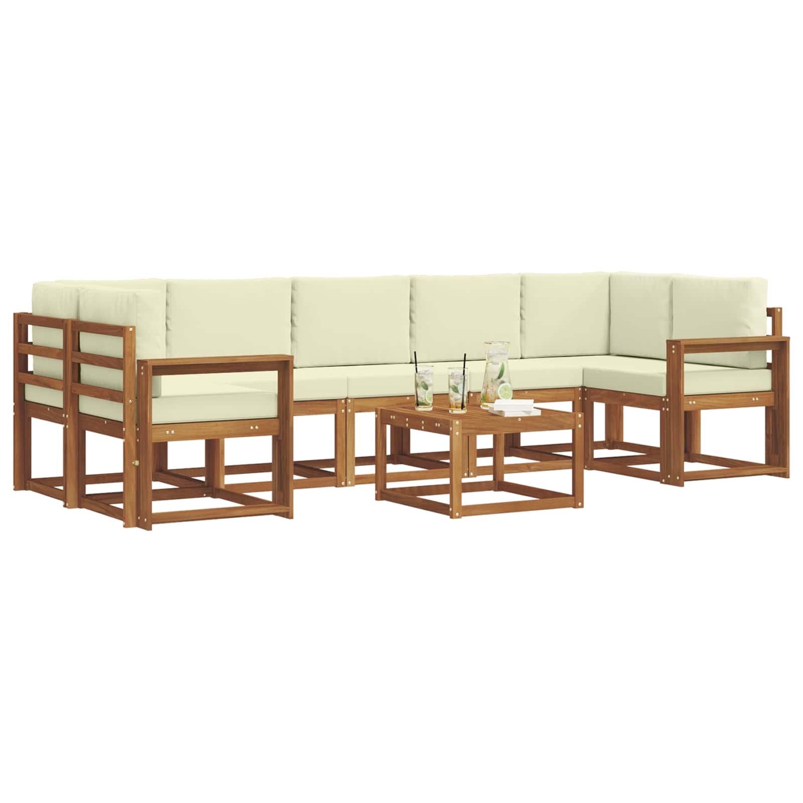 Set vanjskih sofa s jastukom 8 pcs Prirodna i krem