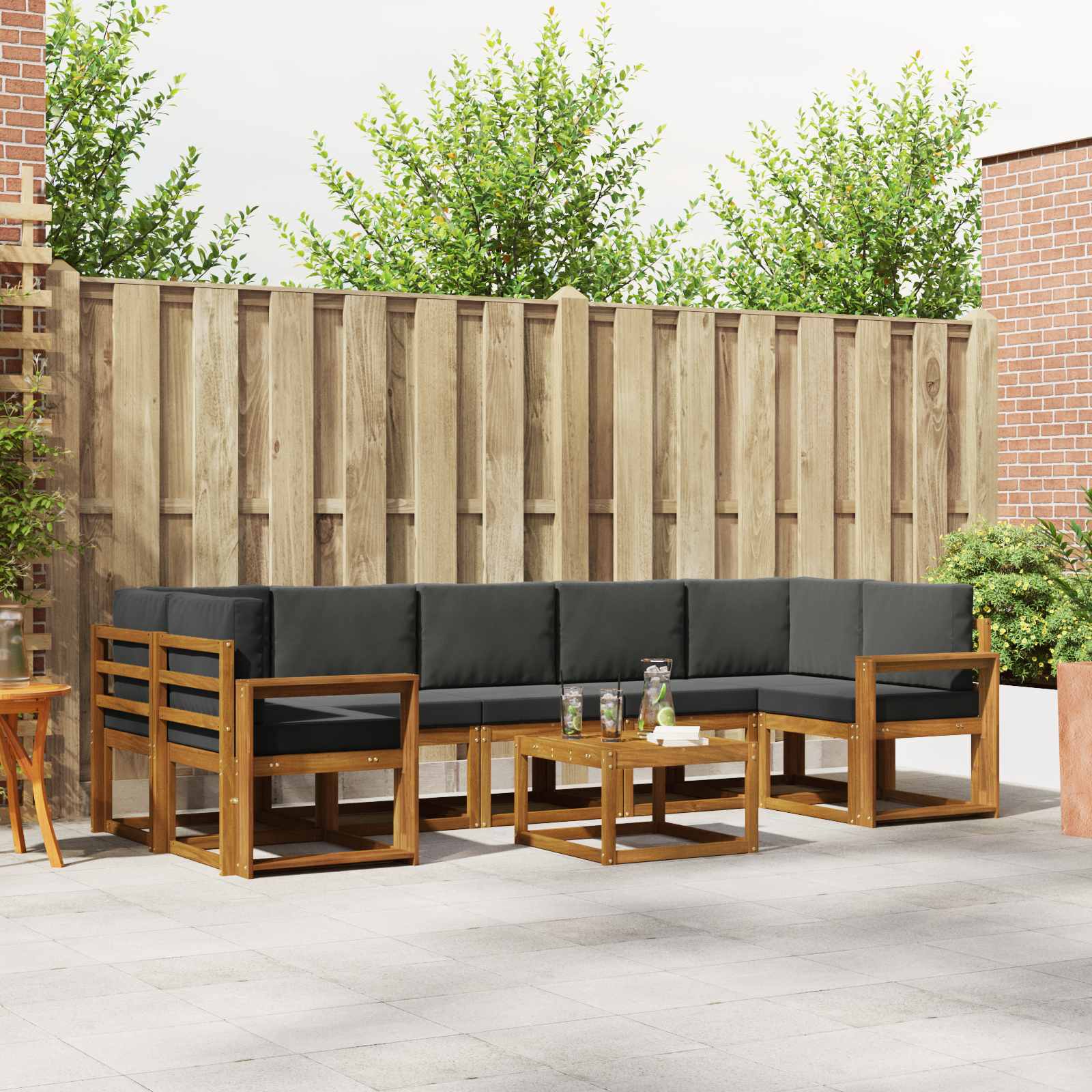 Set vanjskih sofa s jastukom 8 pcs Prirodna i antracit