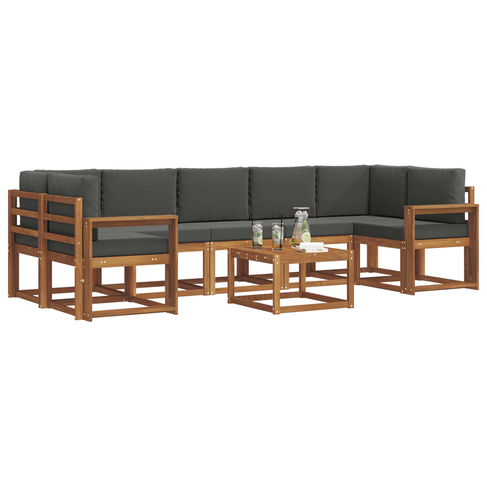Set vanjskih sofa s jastukom 8 pcs Prirodna i antracit