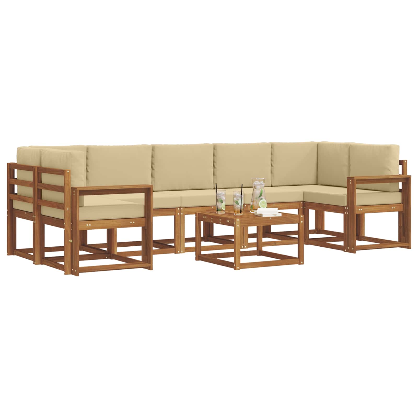 Set vanjskih sofa s jastukom 8 pcs Prirodna i bež
