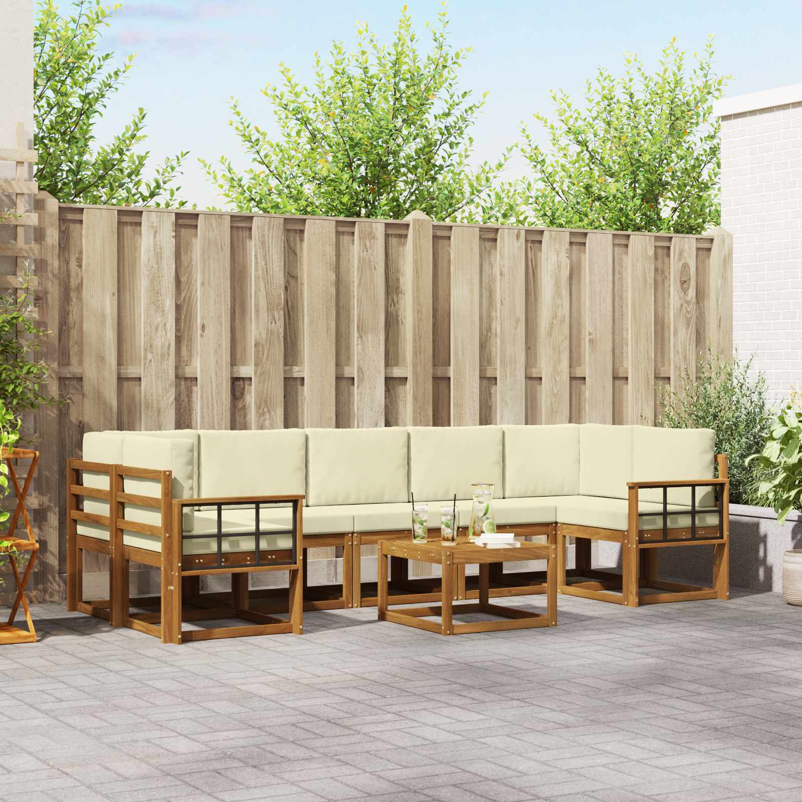 Set vanjskih sofa s jastukom 8 pcs Prirodna i krem