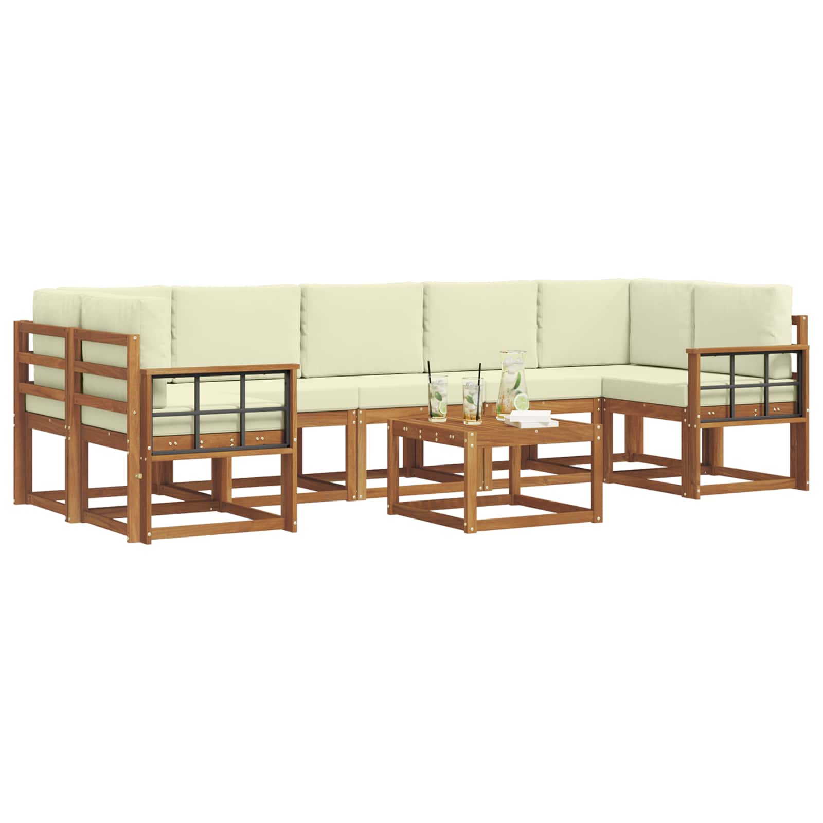 Set vanjskih sofa s jastukom 8 pcs Prirodna i krem