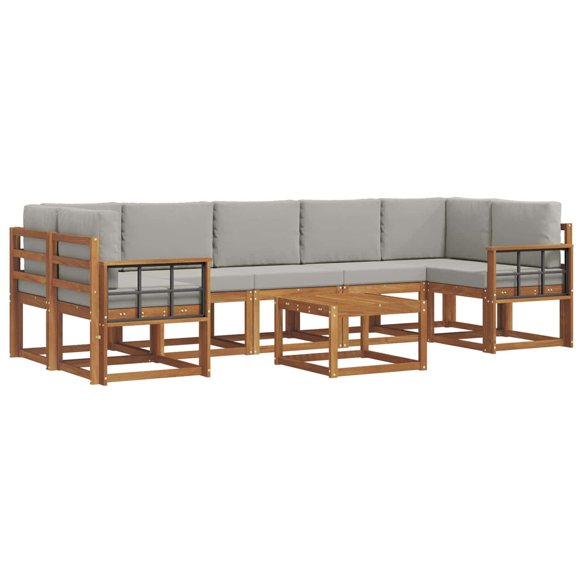 Set vanjskih sofa 8 kom. Prirodna i svijetlo siva