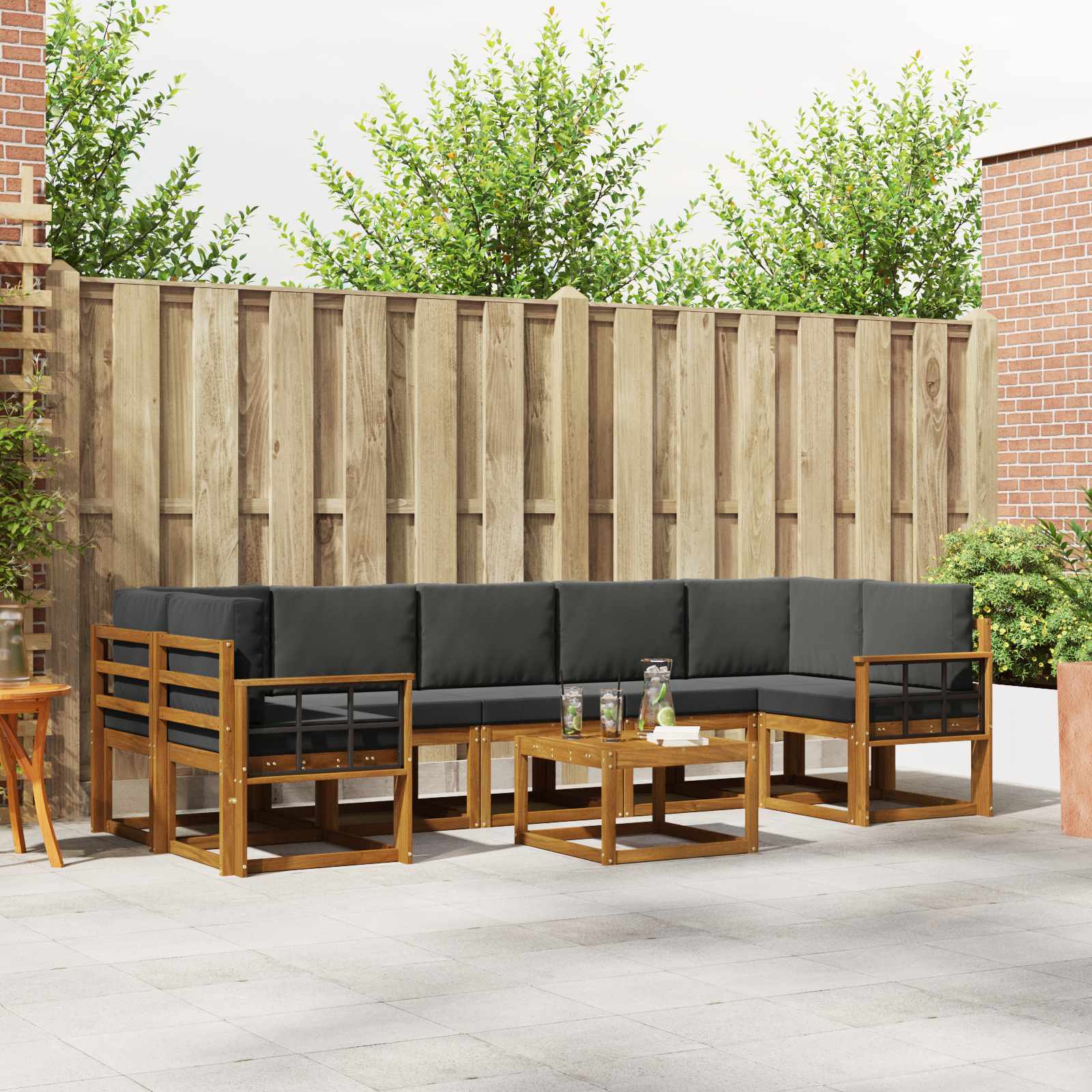 Set vanjskih sofa s jastukom 8 pcs Prirodna i antracit