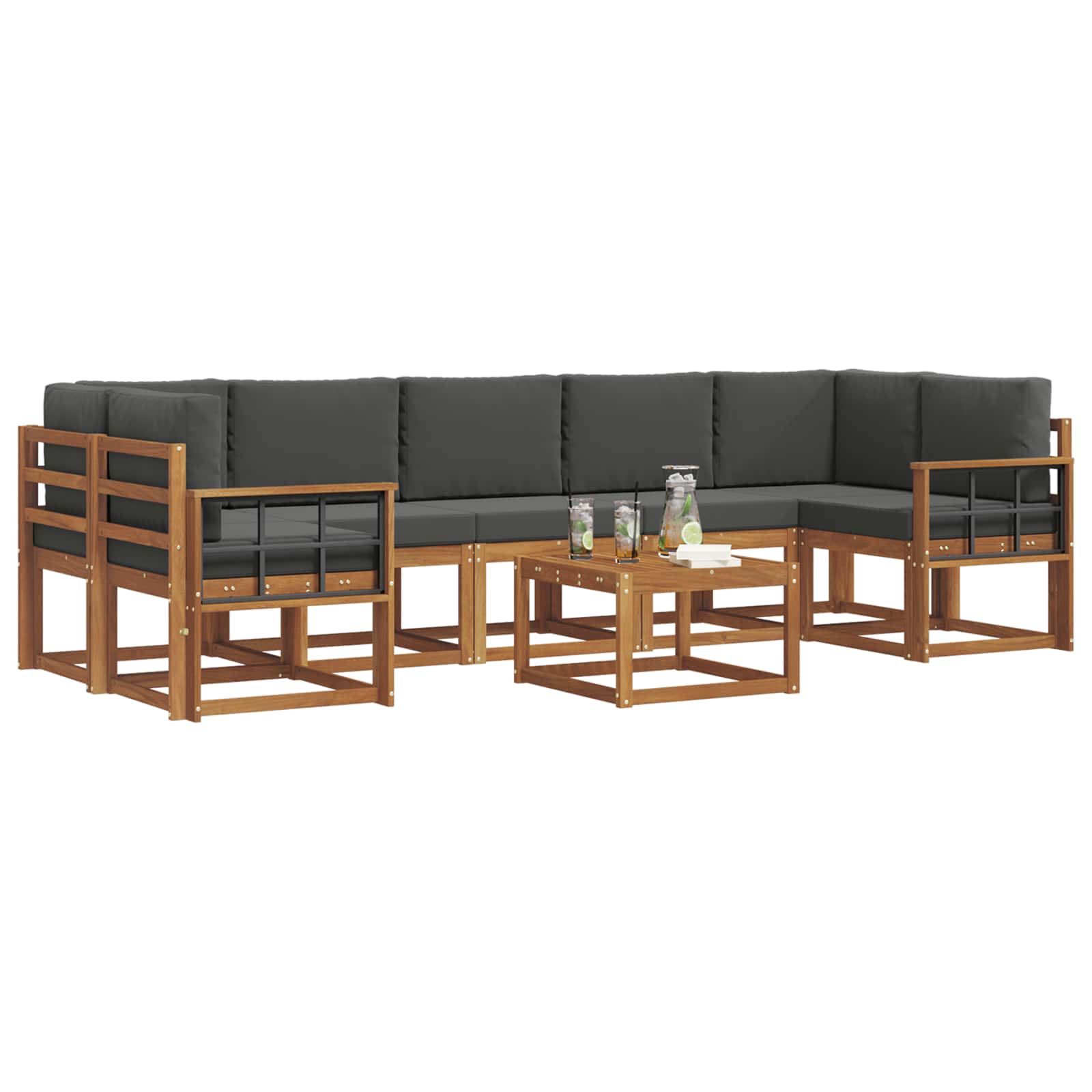 Set vanjskih sofa s jastukom 8 pcs Prirodna i antracit