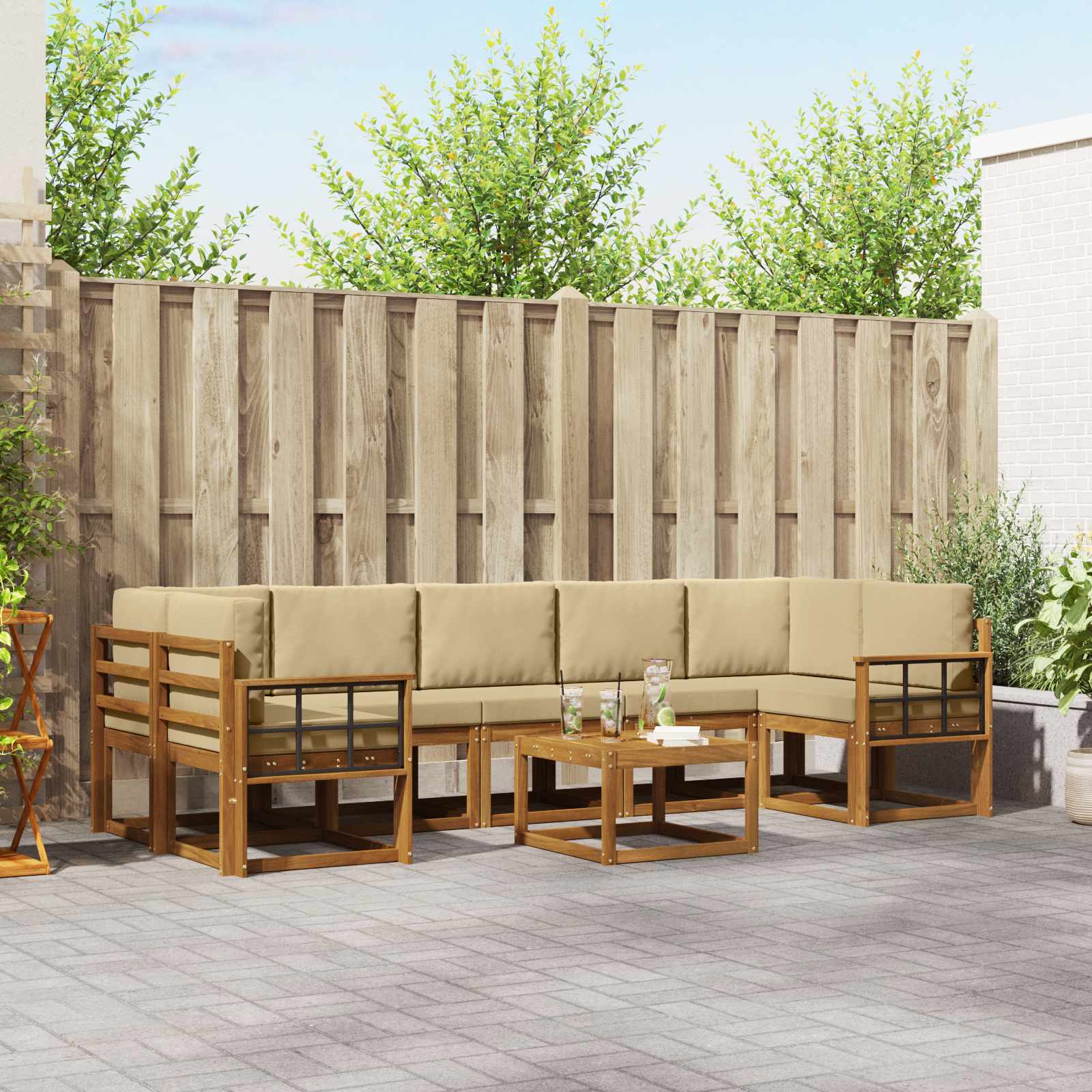 Set vanjskih sofa s jastukom 8 pcs Prirodna i bež