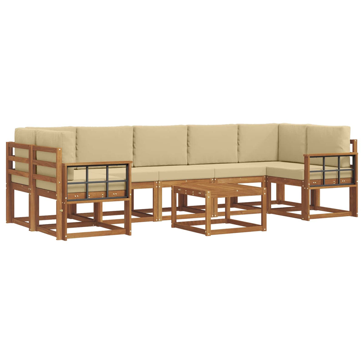 Set vanjskih sofa s jastukom 8 pcs Prirodna i bež