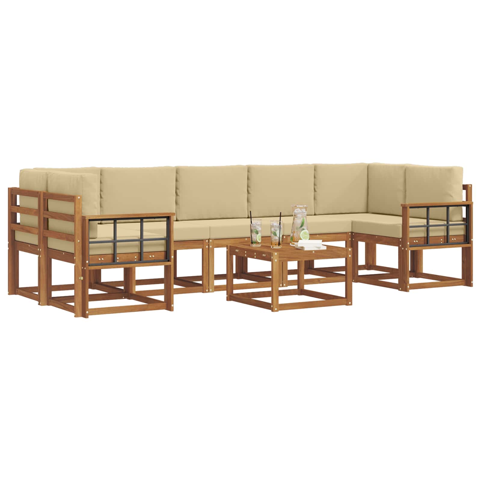 Set vanjskih sofa s jastukom 8 pcs Prirodna i bež