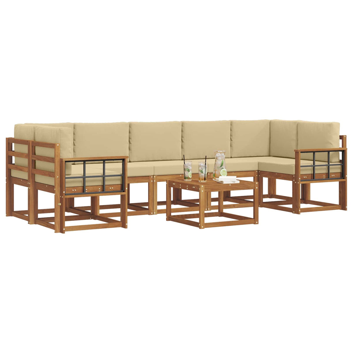 Set vanjskih sofa 8 kom. Prirodna i bež