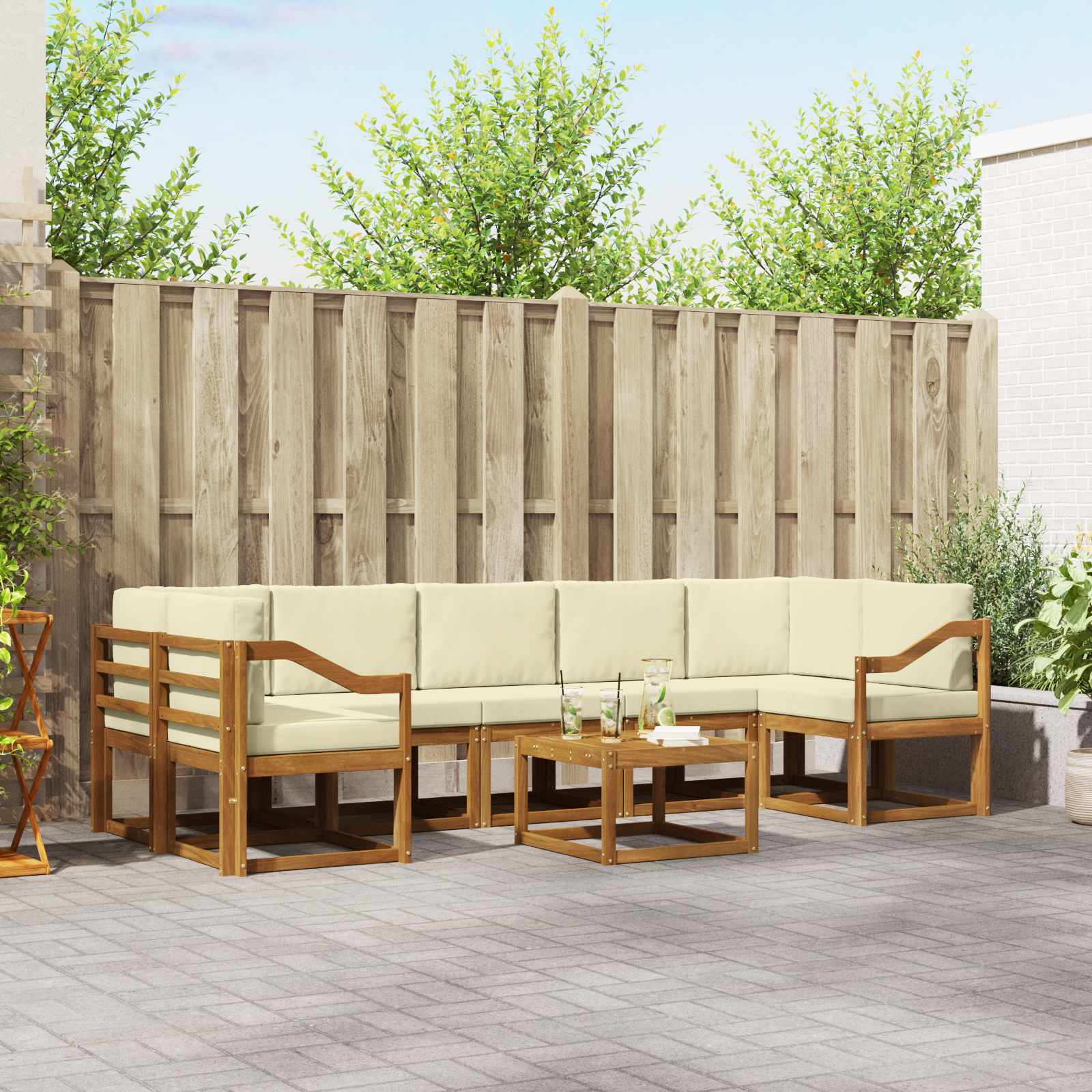 Set vanjskih sofa s jastukom 8 pcs Prirodna i krem