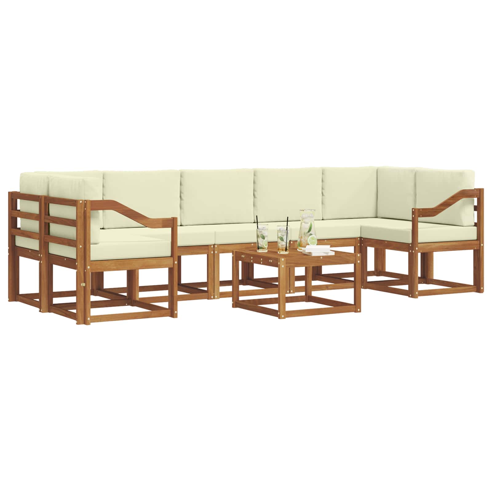 Set vanjskih sofa s jastukom 8 pcs Prirodna i krem