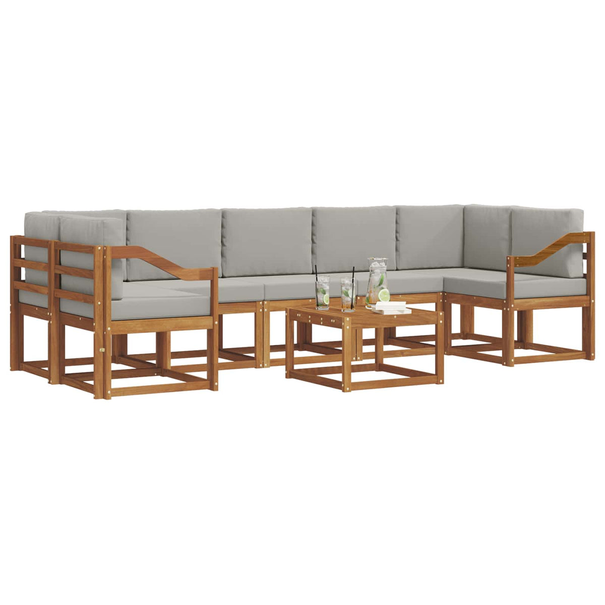 Set vanjskih sofa 8 kom. Prirodna i svijetlo siva