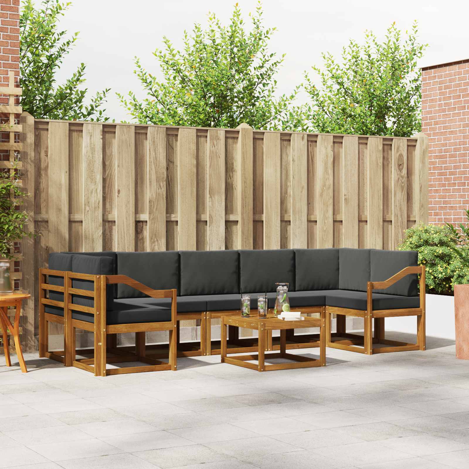 Set vanjskih sofa s jastukom 8 pcs Prirodna i antracit