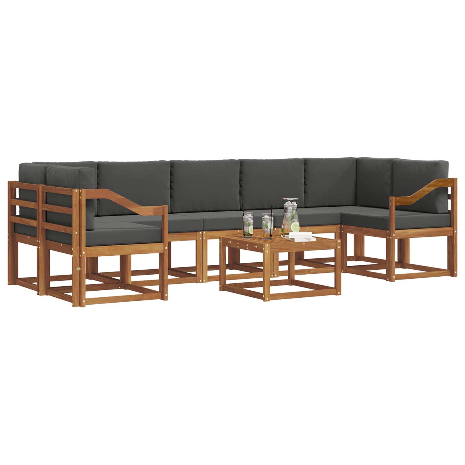 Set vanjskih sofa s jastukom 8 pcs Prirodna i antracit
