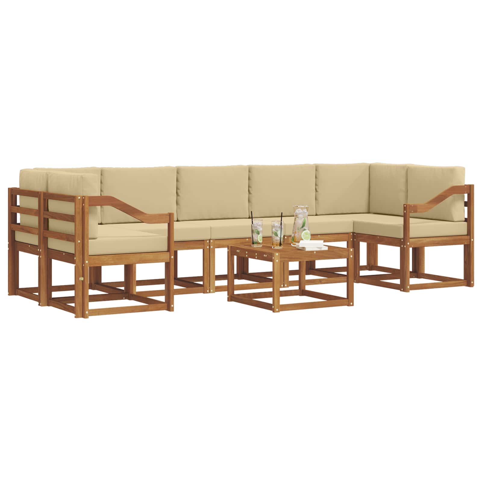 Set vanjskih sofa s jastukom 8 pcs Prirodna i bež