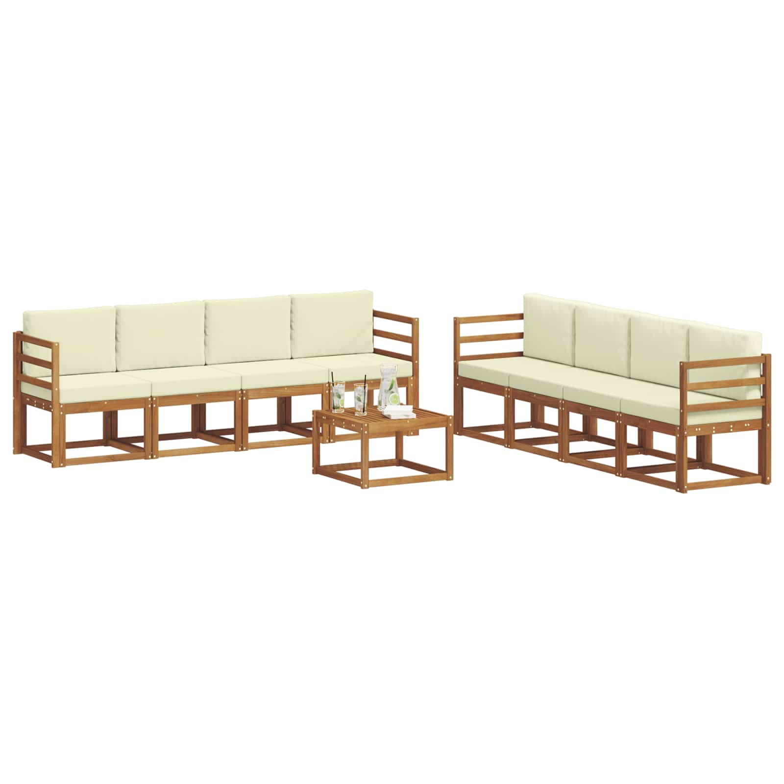 Set vanjskih sofa s jastukom 9 pcs Prirodna i krem