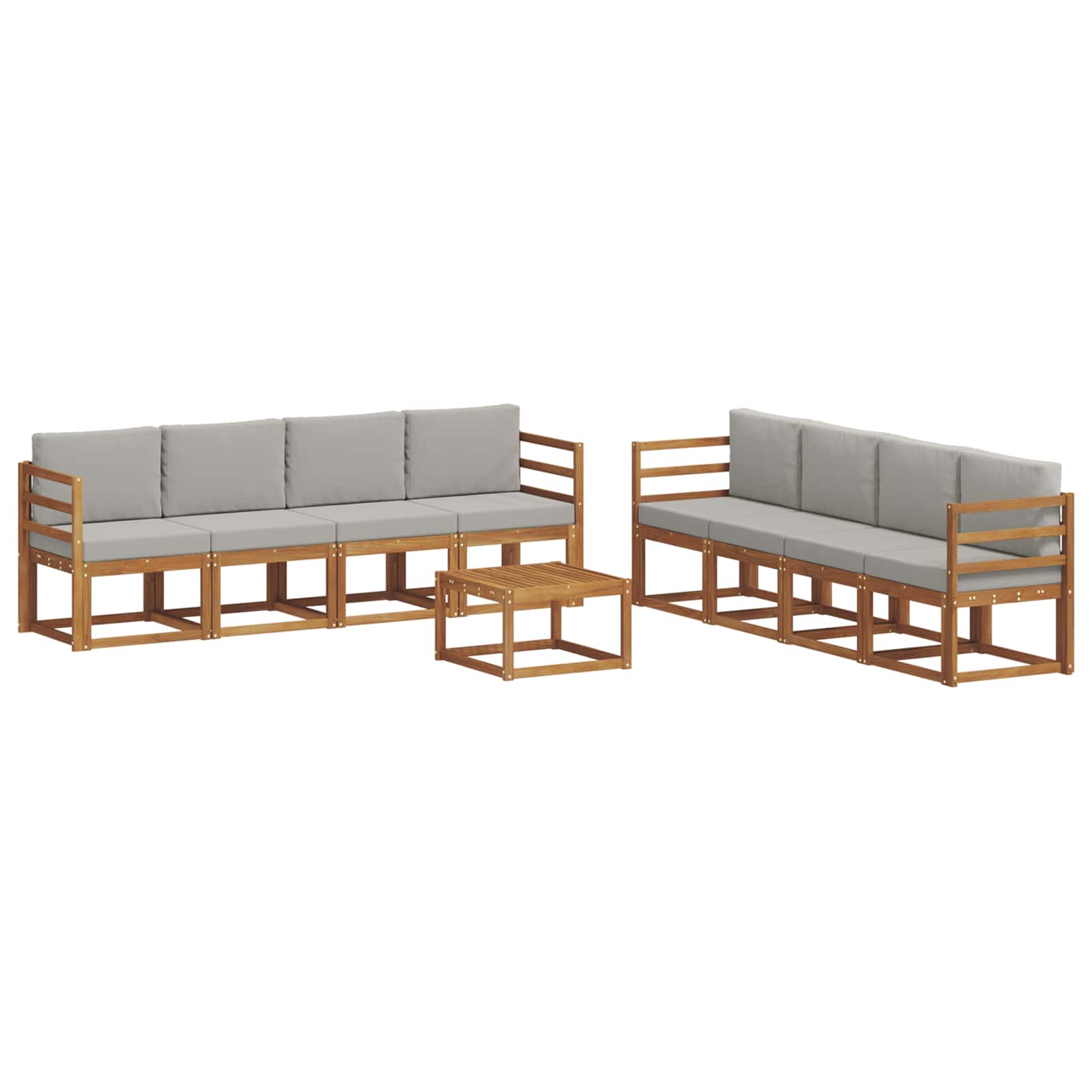 Set vanjskih sofa s jastukom 9 pcs Prirodna i svijetlo siva