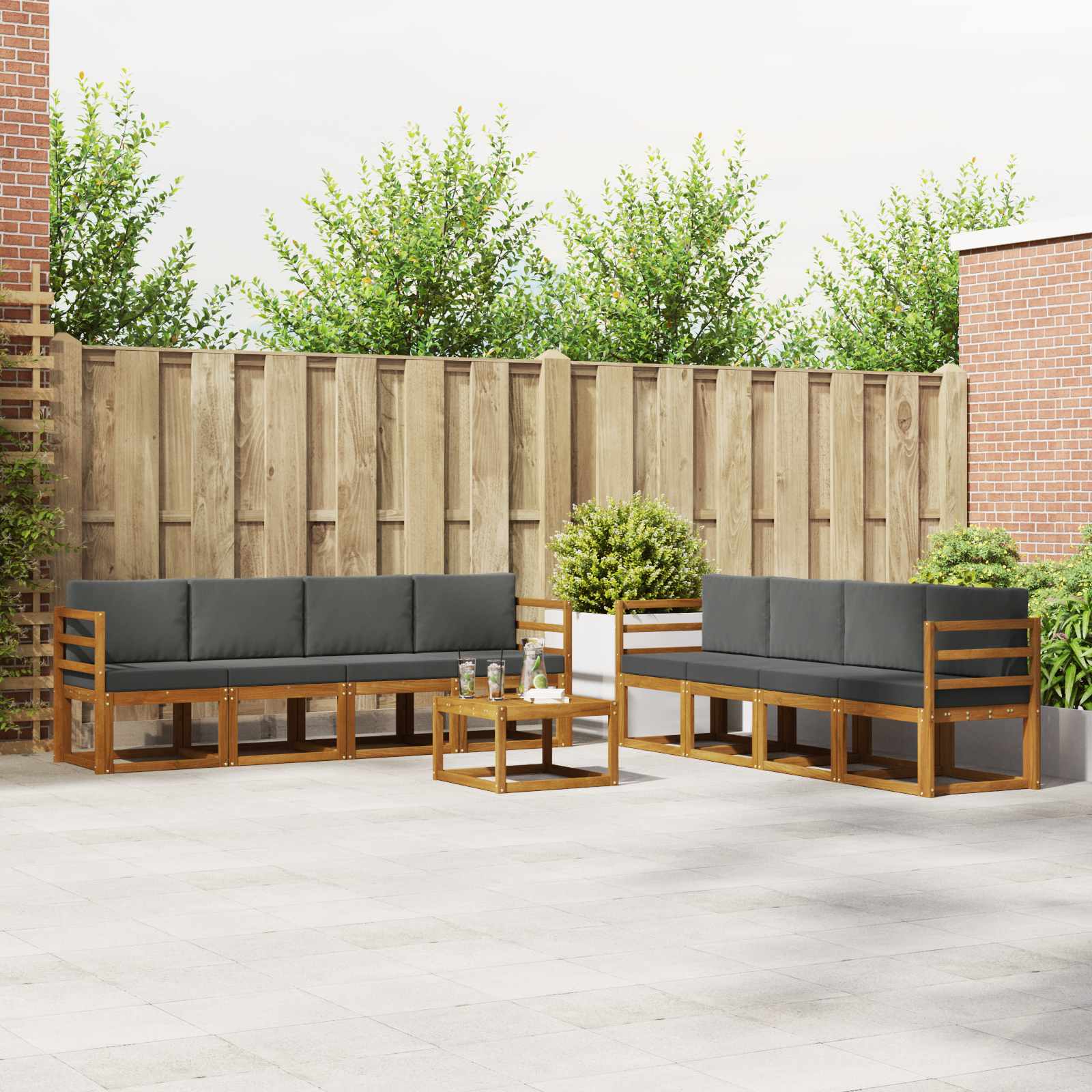 Set vanjskih sofa s jastukom 9 pcs Prirodna i antracit