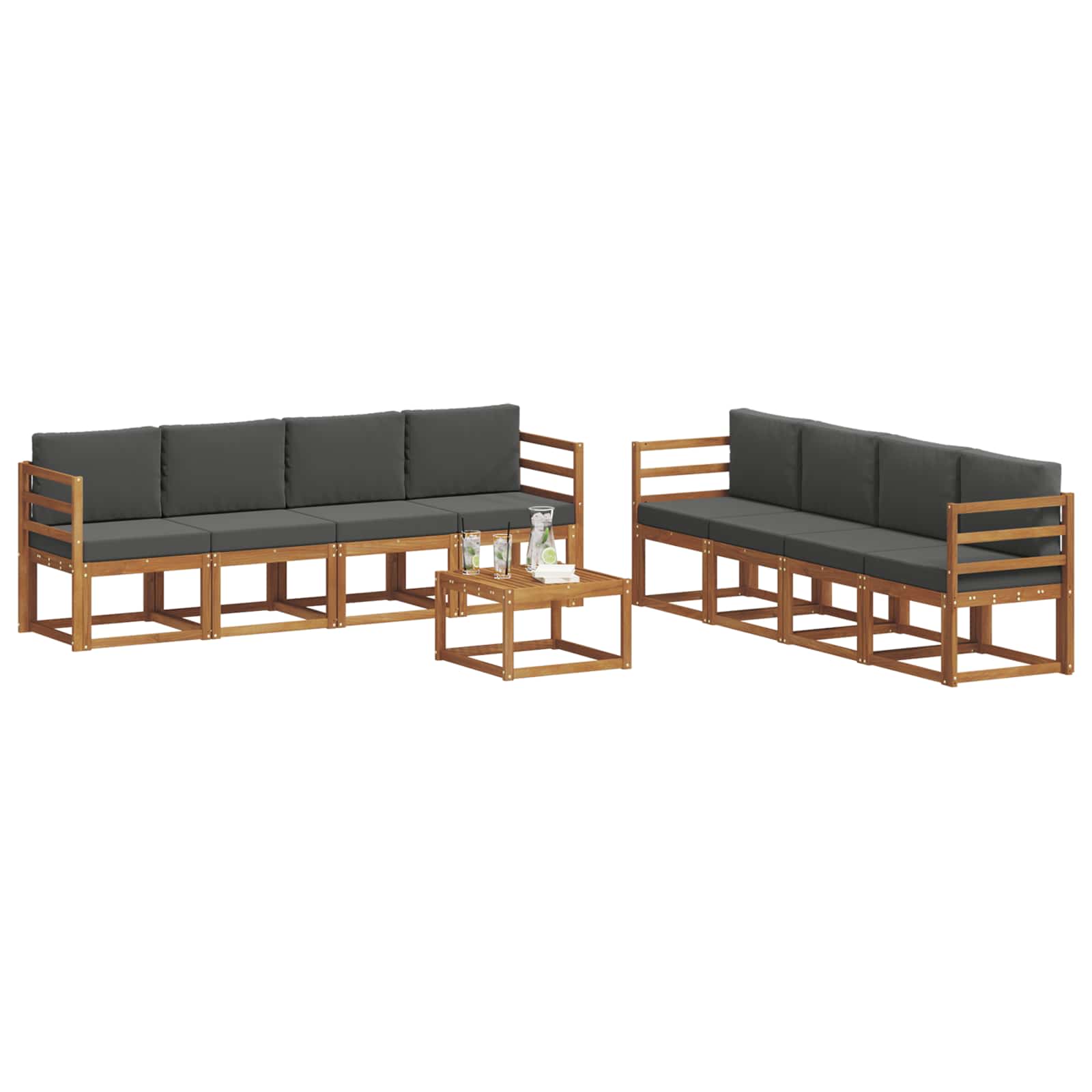 Set vanjskih sofa s jastukom 9 pcs Prirodna i antracit