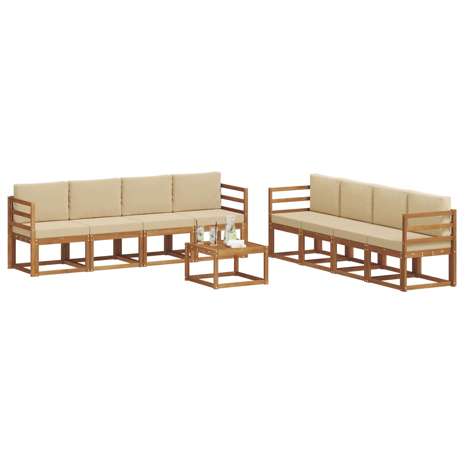 Set vanjskih sofa s jastukom 9 pcs Prirodna i bež