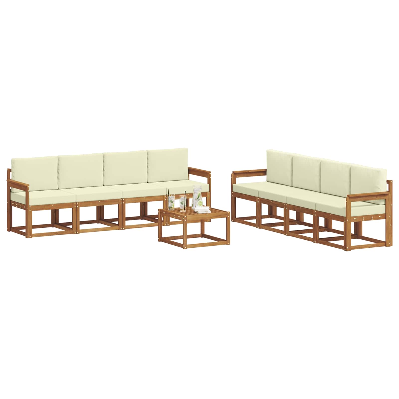 Set vanjskih sofa s jastukom 9 pcs Prirodna i krem