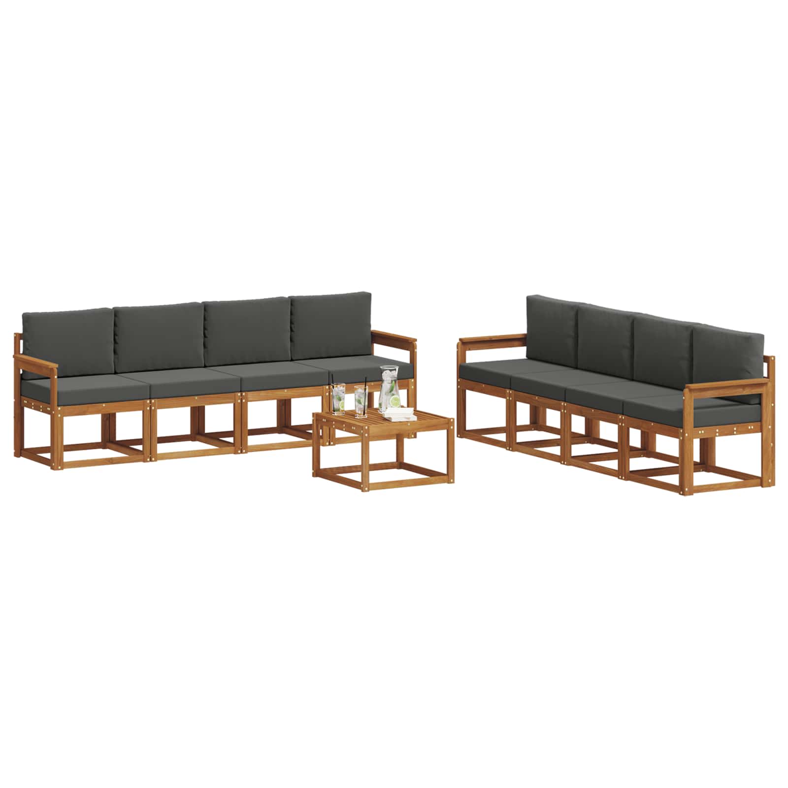 Set vanjskih sofa s jastukom 9 pcs Prirodna i antracit