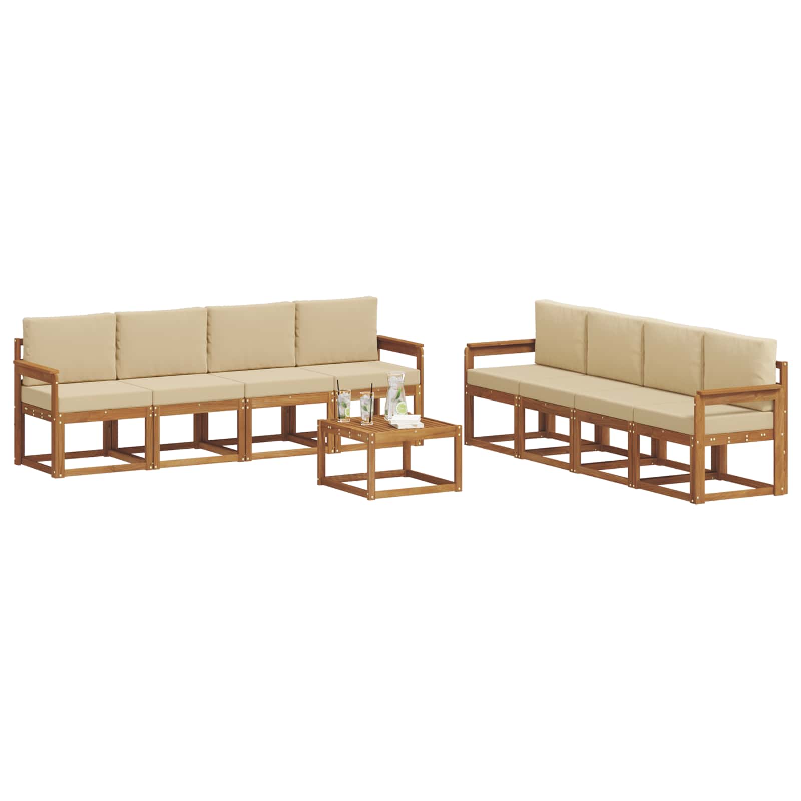 Set vanjskih sofa s jastukom 9 pcs Prirodna i bež