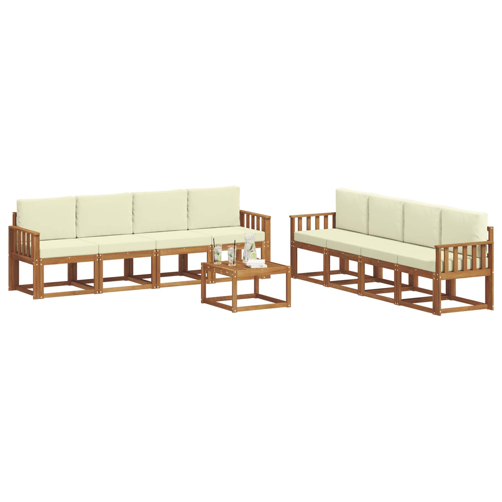 Set vanjskih sofa s jastukom 9 pcs Prirodna i krem