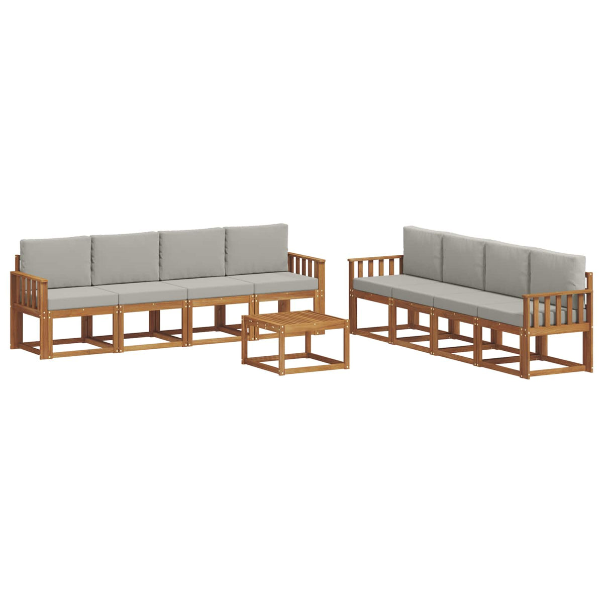 Set vanjskih sofa s jastukom 9 pcs Prirodna i svijetlo siva