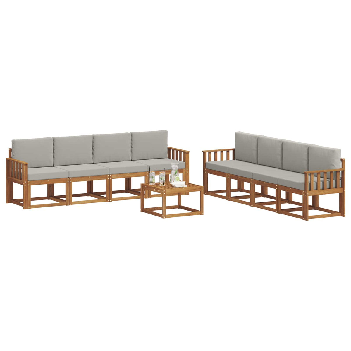 Set vanjskih sofa 9 kom. Prirodna i svijetlo siva