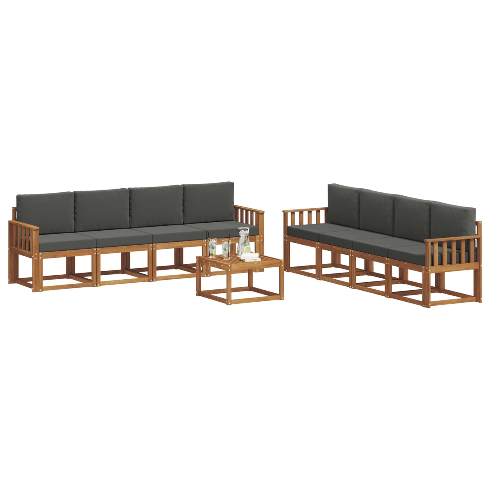 Set vanjskih sofa s jastukom 9 pcs Prirodna i antracit