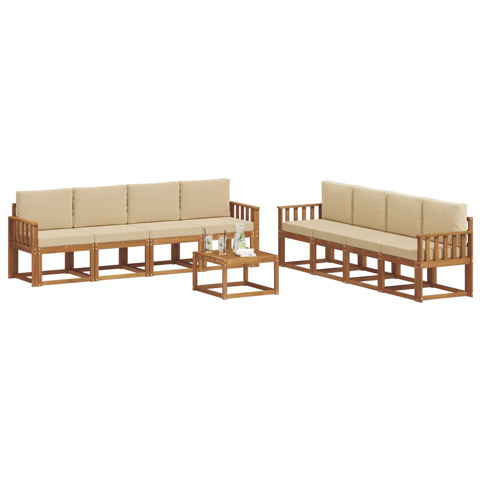 Set vanjskih sofa s jastukom 9 pcs Prirodna i bež