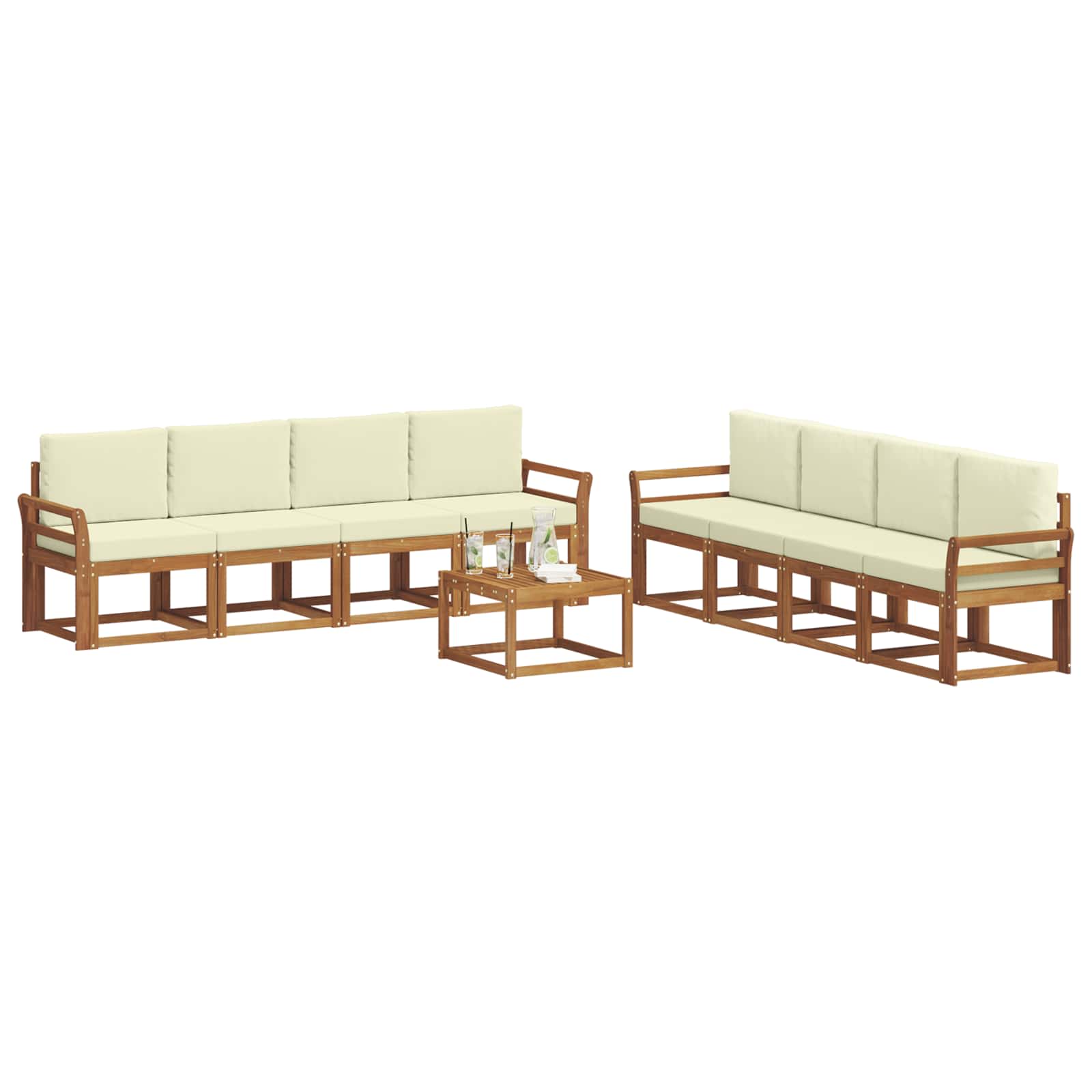 Set vanjskih sofa s jastukom 9 pcs Prirodna i krem