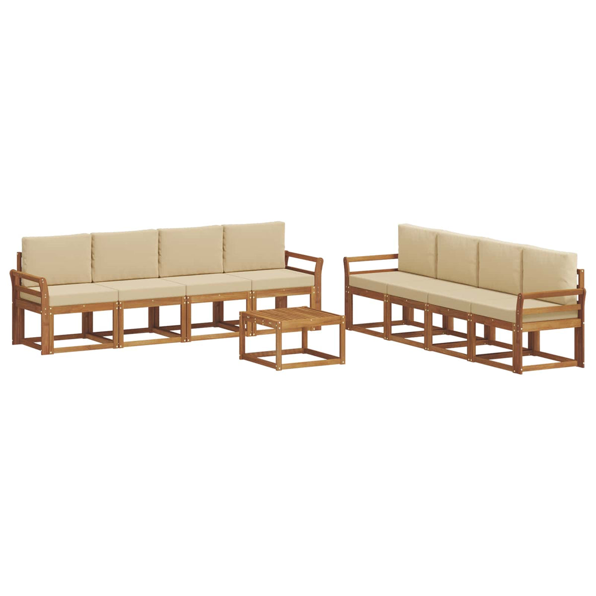 Set vanjskih sofa s jastukom 9 pcs Prirodna i bež