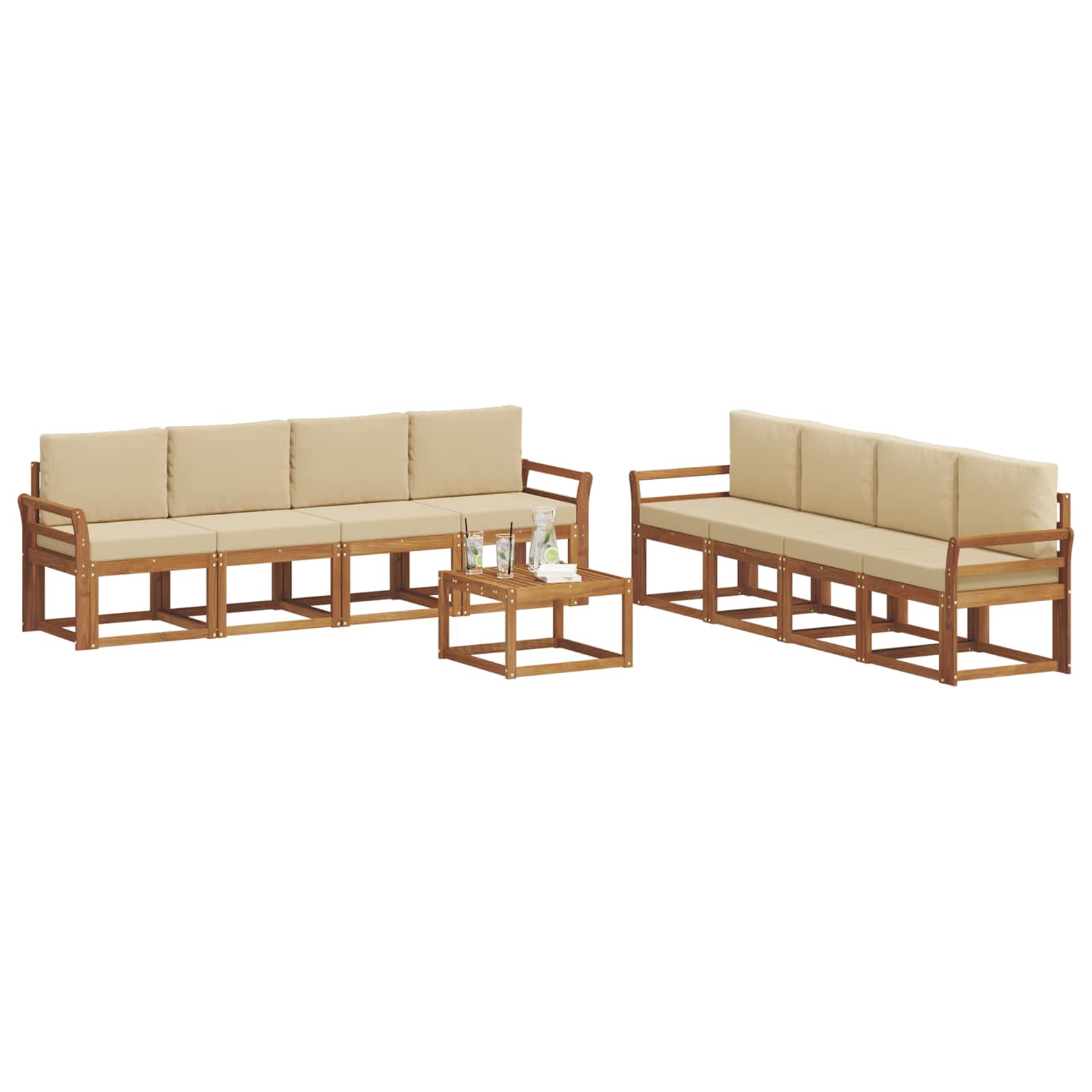 Set vanjskih sofa s jastukom 9 pcs Prirodna i bež
