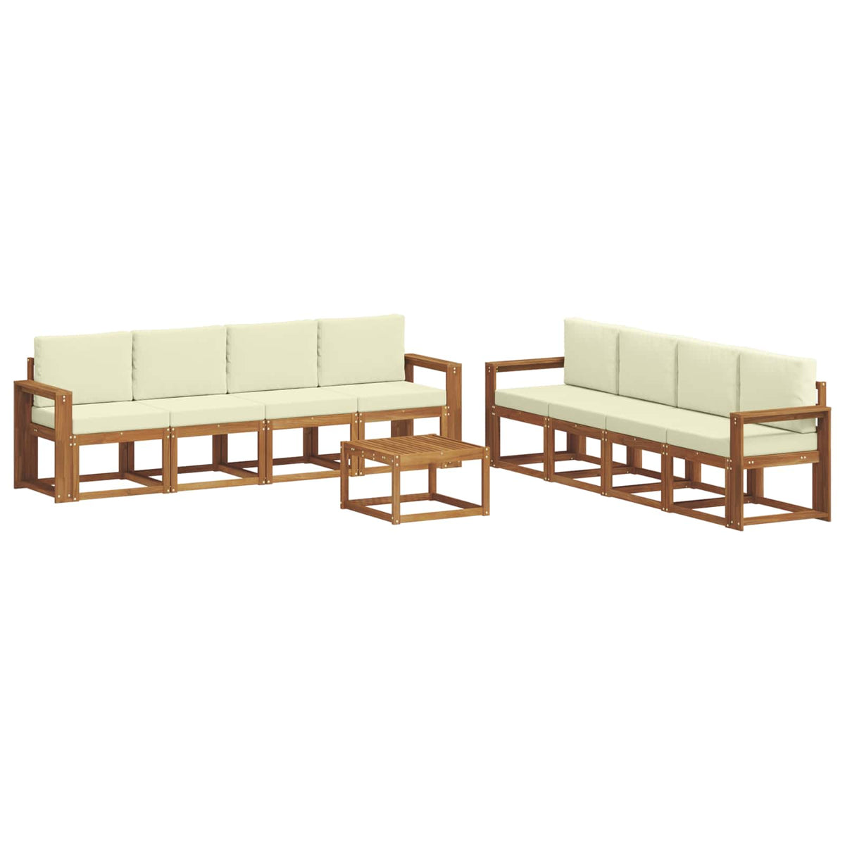 Set vanjskih sofa s jastukom 9 pcs Prirodna i krem