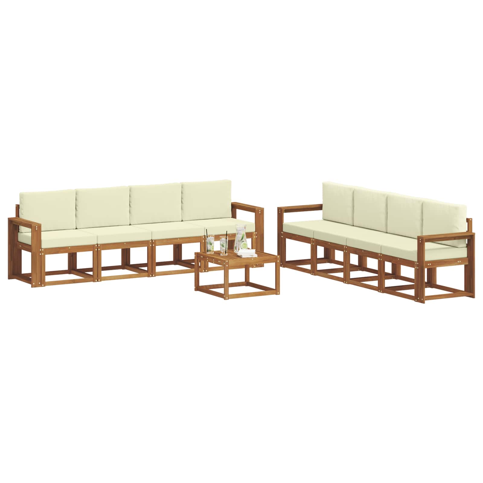Set vanjskih sofa s jastukom 9 pcs Prirodna i krem