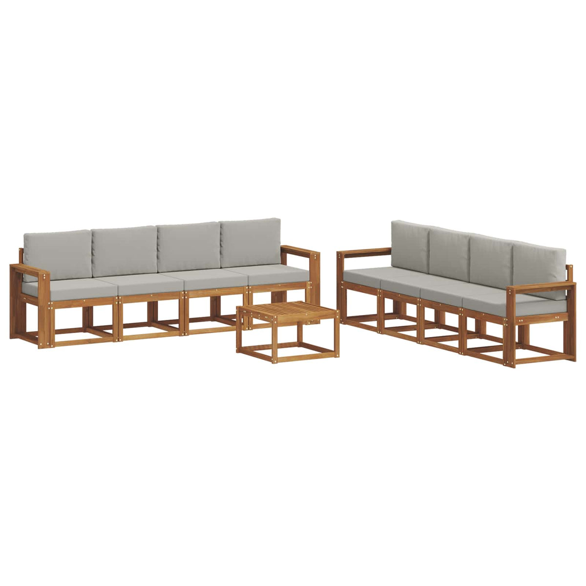 Set vanjskih sofa 9 kom. Prirodna i svijetlo siva