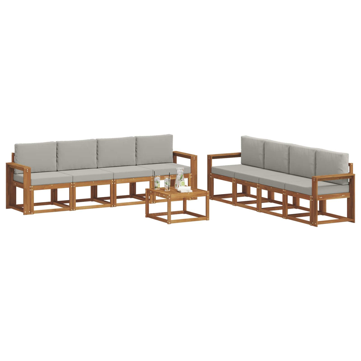 Set vanjskih sofa 9 kom. Prirodna i svijetlo siva