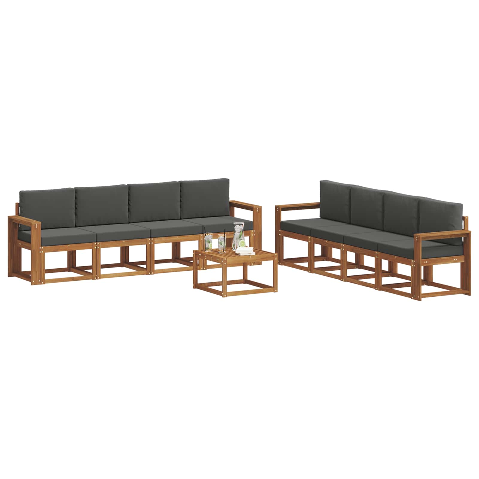 Set vanjskih sofa s jastukom 9 pcs Prirodna i antracit