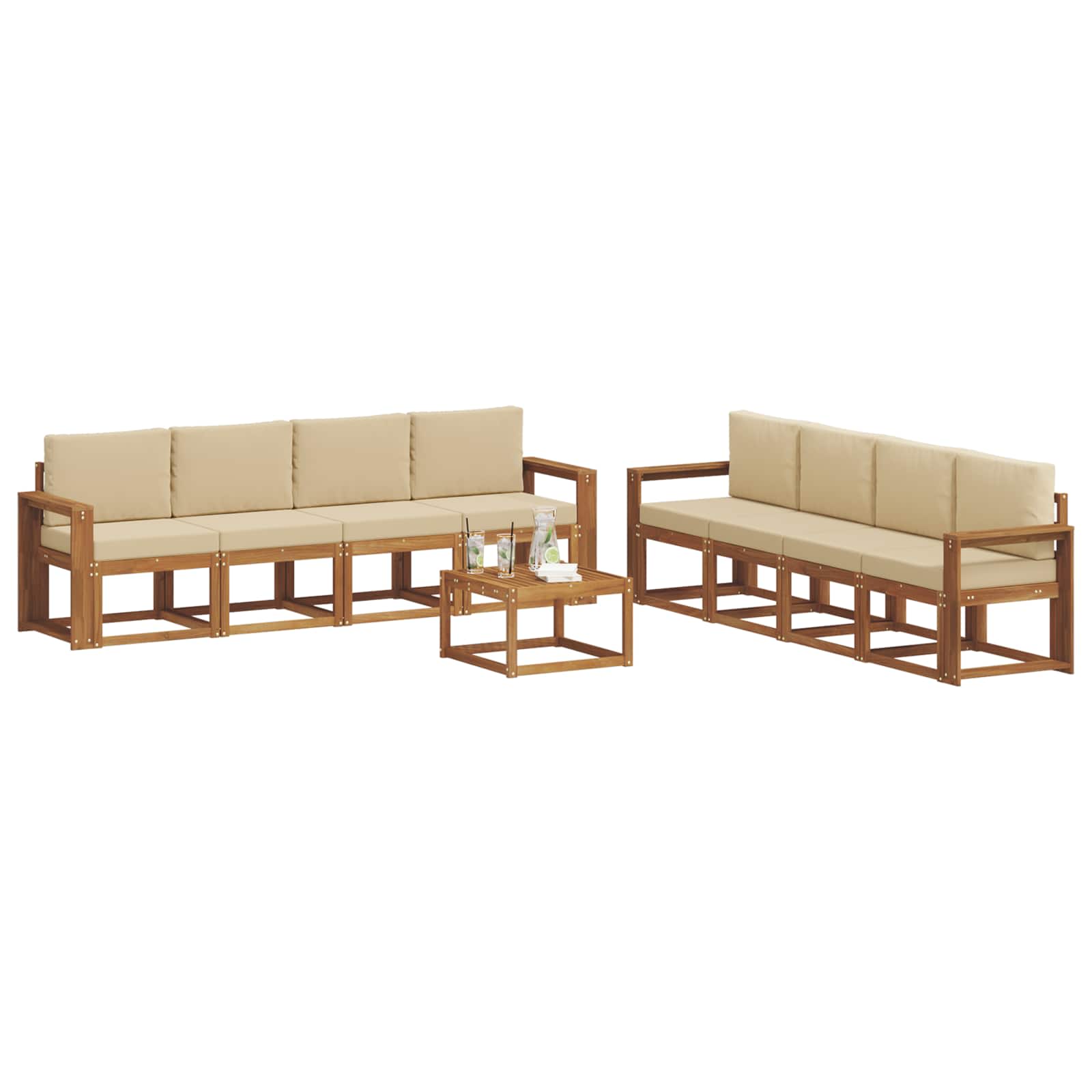 Set vanjskih sofa s jastukom 9 pcs Prirodna i bež