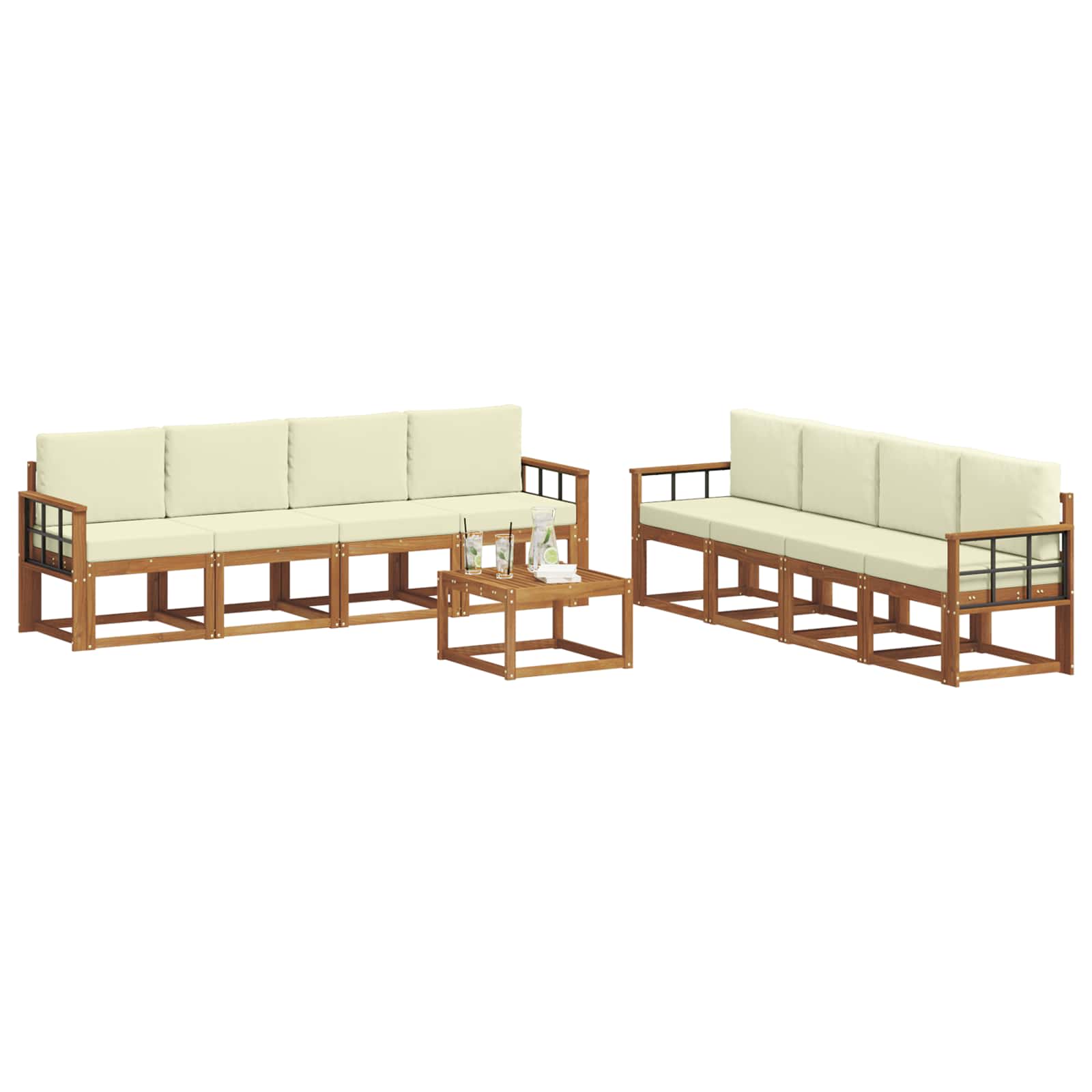 Set vanjskih sofa s jastukom 9 pcs Prirodna i krem