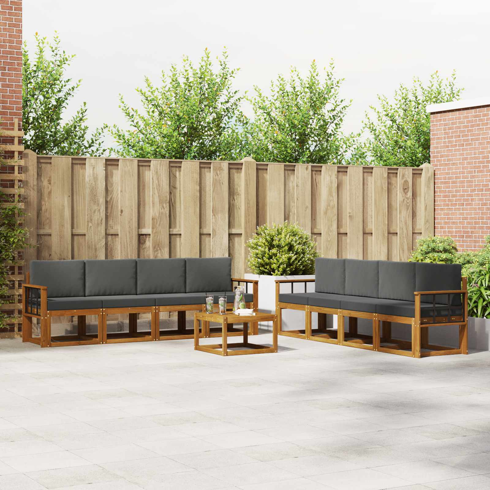 Set vanjskih sofa s jastukom 9 pcs Prirodna i antracit