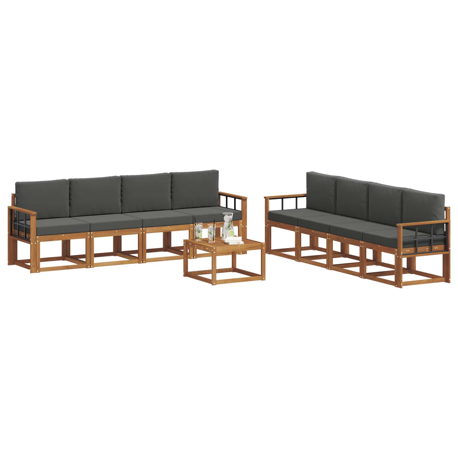 Set vanjskih sofa s jastukom 9 pcs Prirodna i antracit