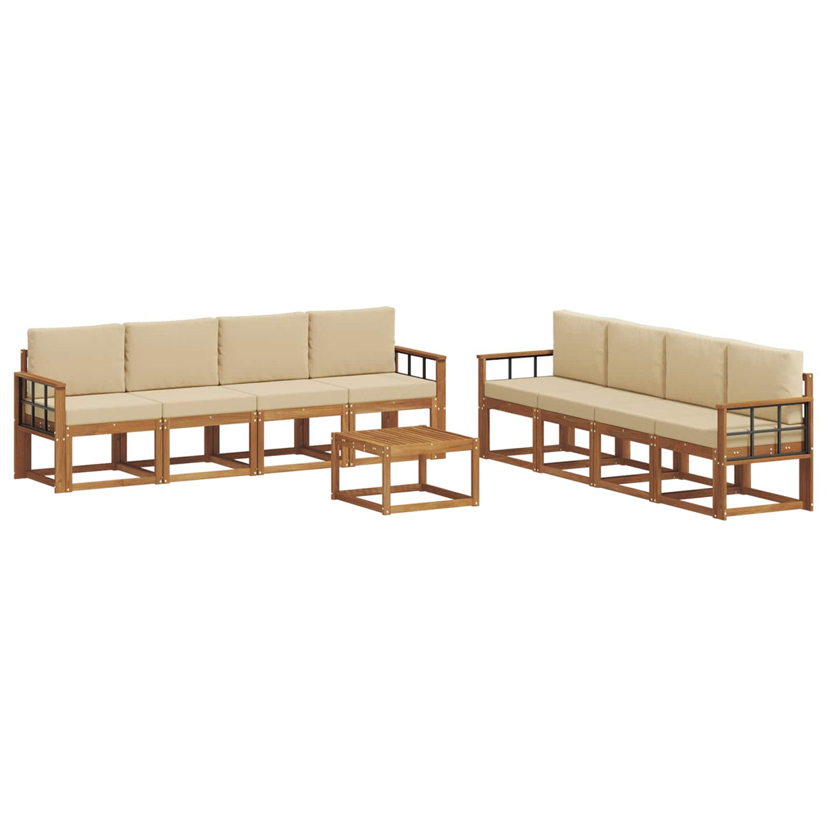 Set vanjskih sofa s jastukom 9 pcs Prirodna i bež
