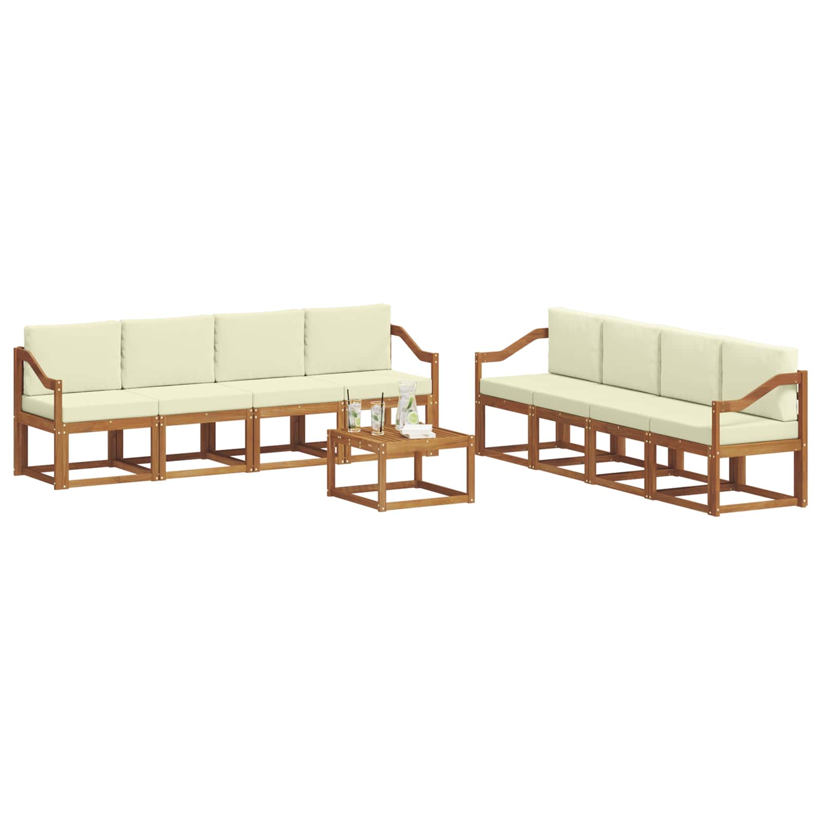 Set vanjskih sofa s jastukom 9 pcs Prirodna i krem