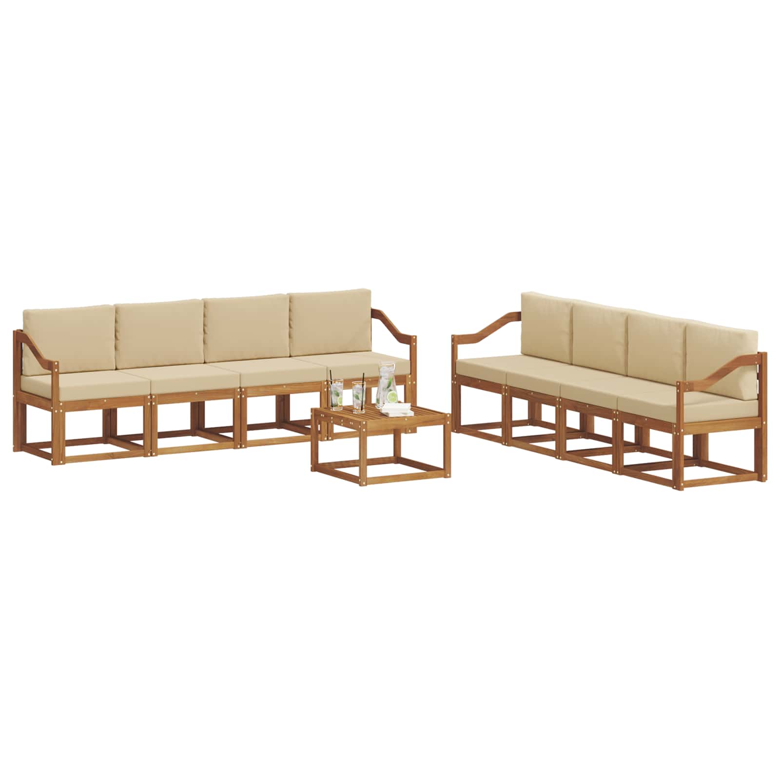 Set vanjskih sofa s jastukom 9 pcs Prirodna i bež