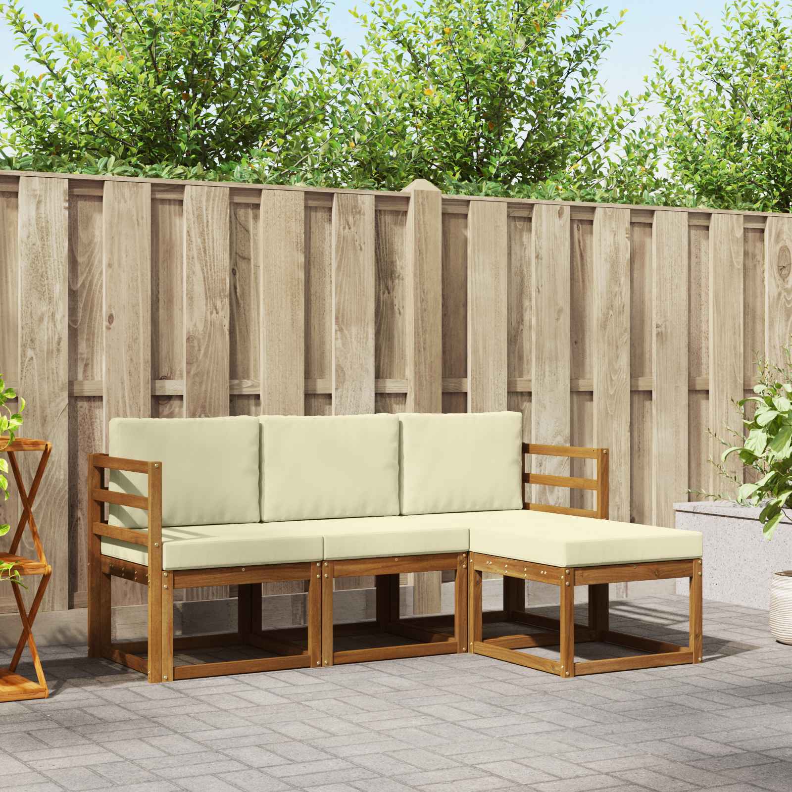 Set vanjskih sofa s jastukom 4 pcs Prirodna i krem