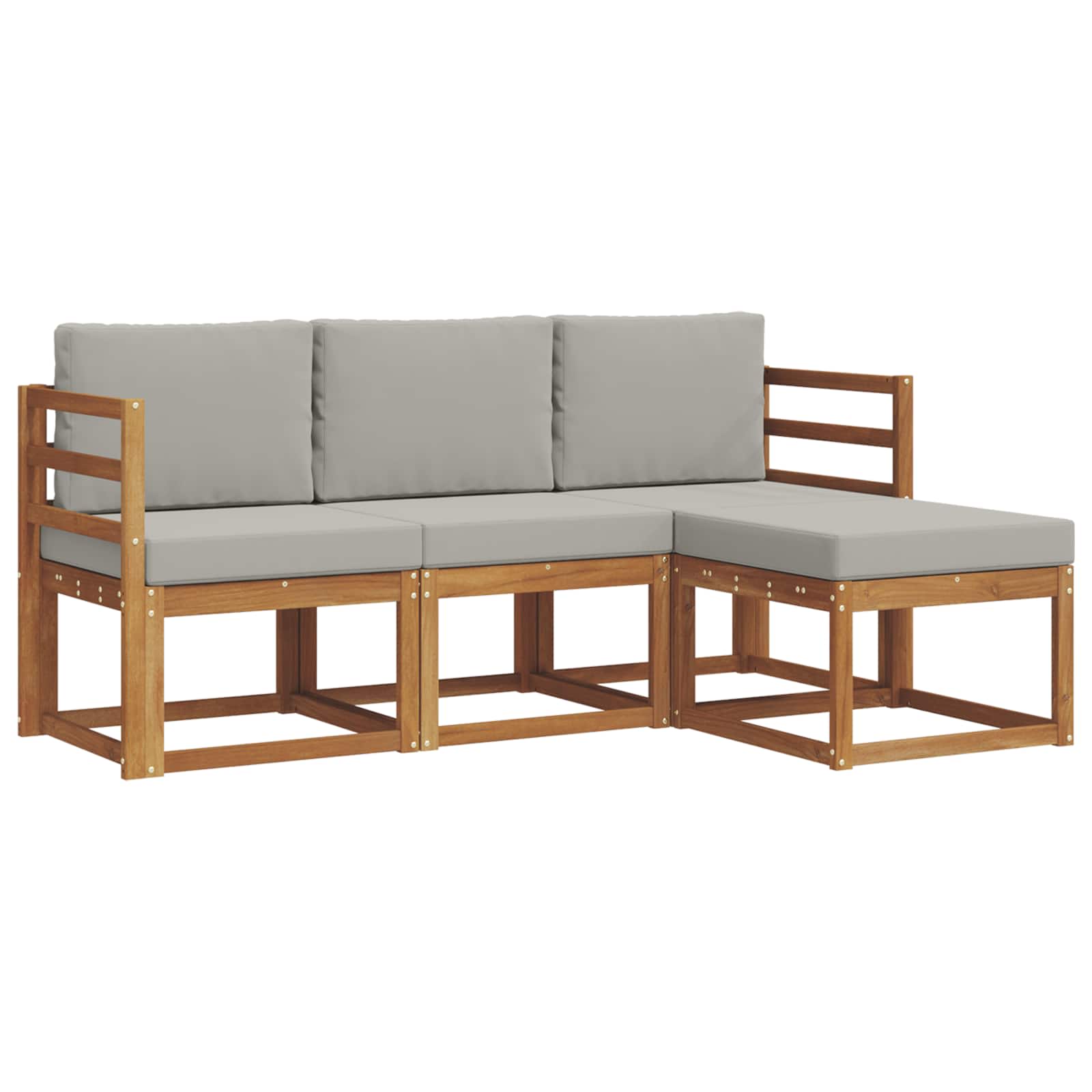 Set vanjskih sofa s jastukom 4 pcs Prirodna i svijetlo siva